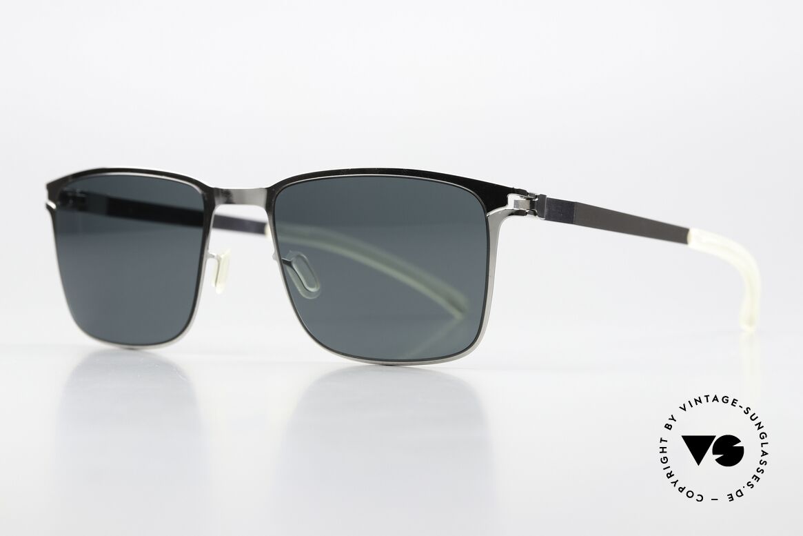 Mykita Yanir Polarized Shades Square, color 051 "Shiny Silver" with POLARIZED sun lenses, Made for Men