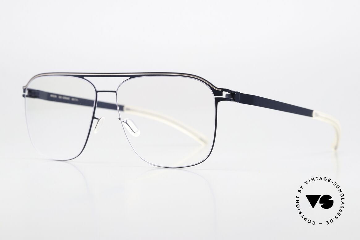 Mykita Adriano Coloring Navy Dark Sand, color 466 "Navy Dark Sand" with clear DEMO lenses, Made for Women