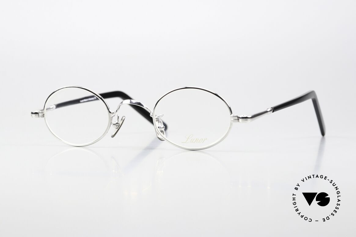 Lunor VA 101 Small Oval Vintage Eyewear, precious platinum-plated finish; "A" = acetate temples, Made for Men and Women