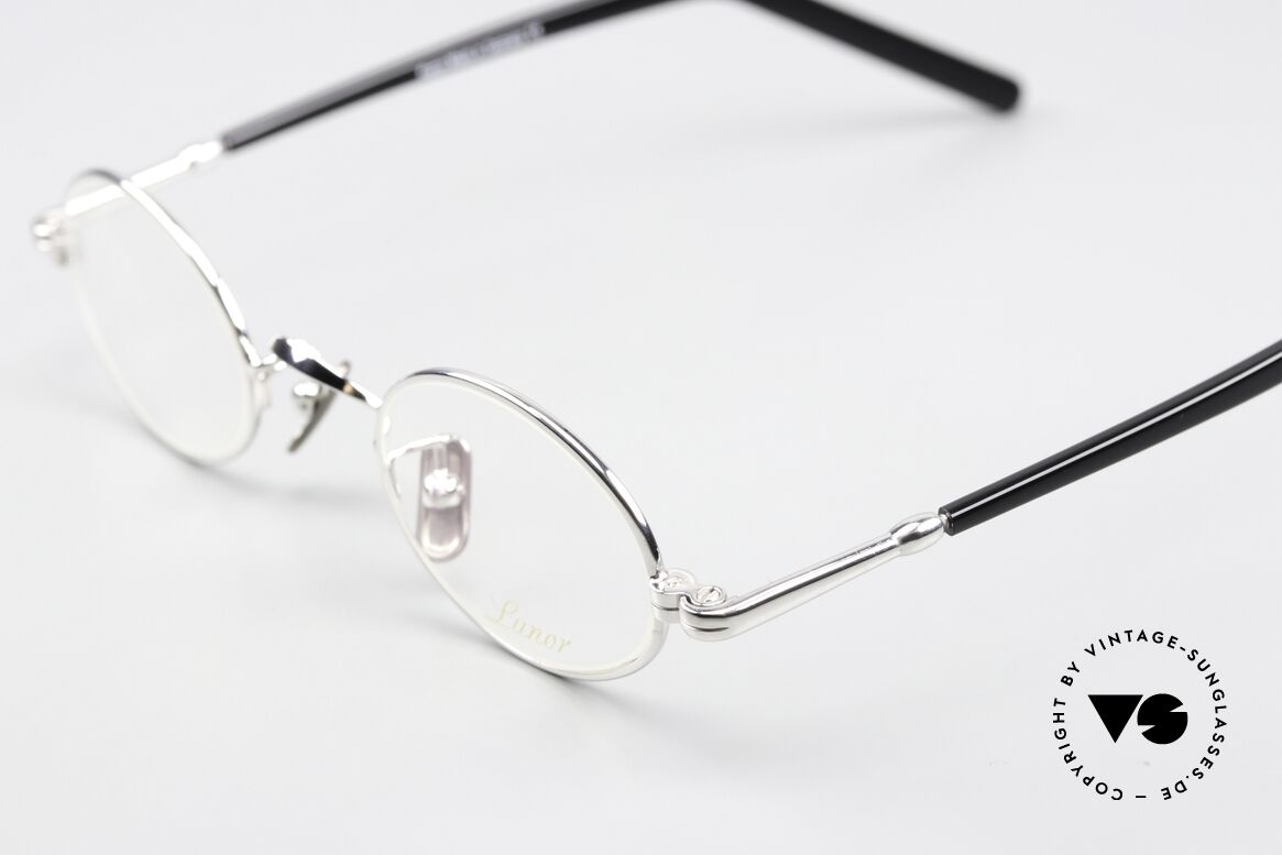 Lunor VA 101 Small Oval Vintage Eyewear, model VA 101 = acetate-metal temples & titanium pads, Made for Men and Women