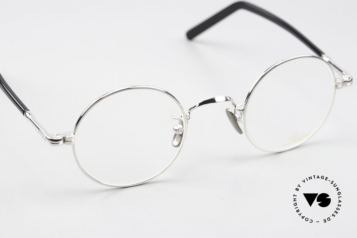 Lunor VA 110 Round Frame Platinum, platinum-plated front and temples with acetate cover, Made for Men and Women