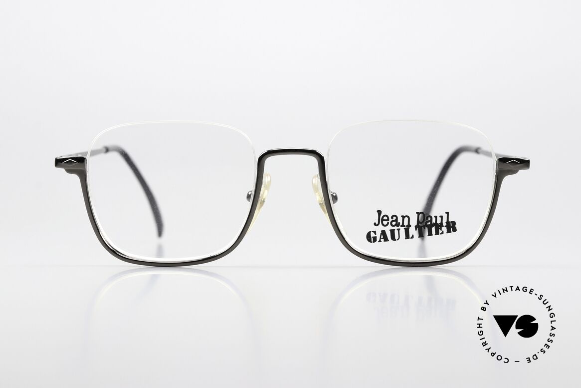 Jean Paul Gaultier 55-7161 Square 90s Eyewear Nylor, half rimless frame with original DEMO lenses, Made for Men and Women