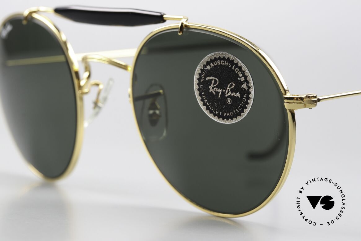 Ray Ban Outdoorsman Round Super Rare Round Version, made in the 80's and 90's by Bausch&Lomb, USA, Made for Men and Women