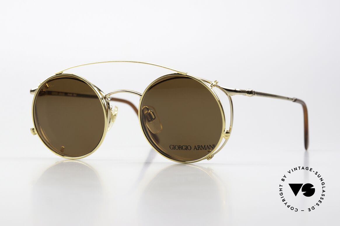 Giorgio Armani 132 Panto Frame Round Clip On, timeless vintage Giorgio Armani designer eyeglasses, Made for Men and Women