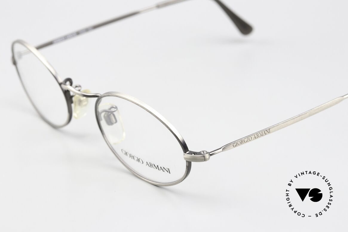 Giorgio Armani 118 Rare Old Oval 90's Glasses, elegant frame finish in antique silver, made in Italy, Made for Men