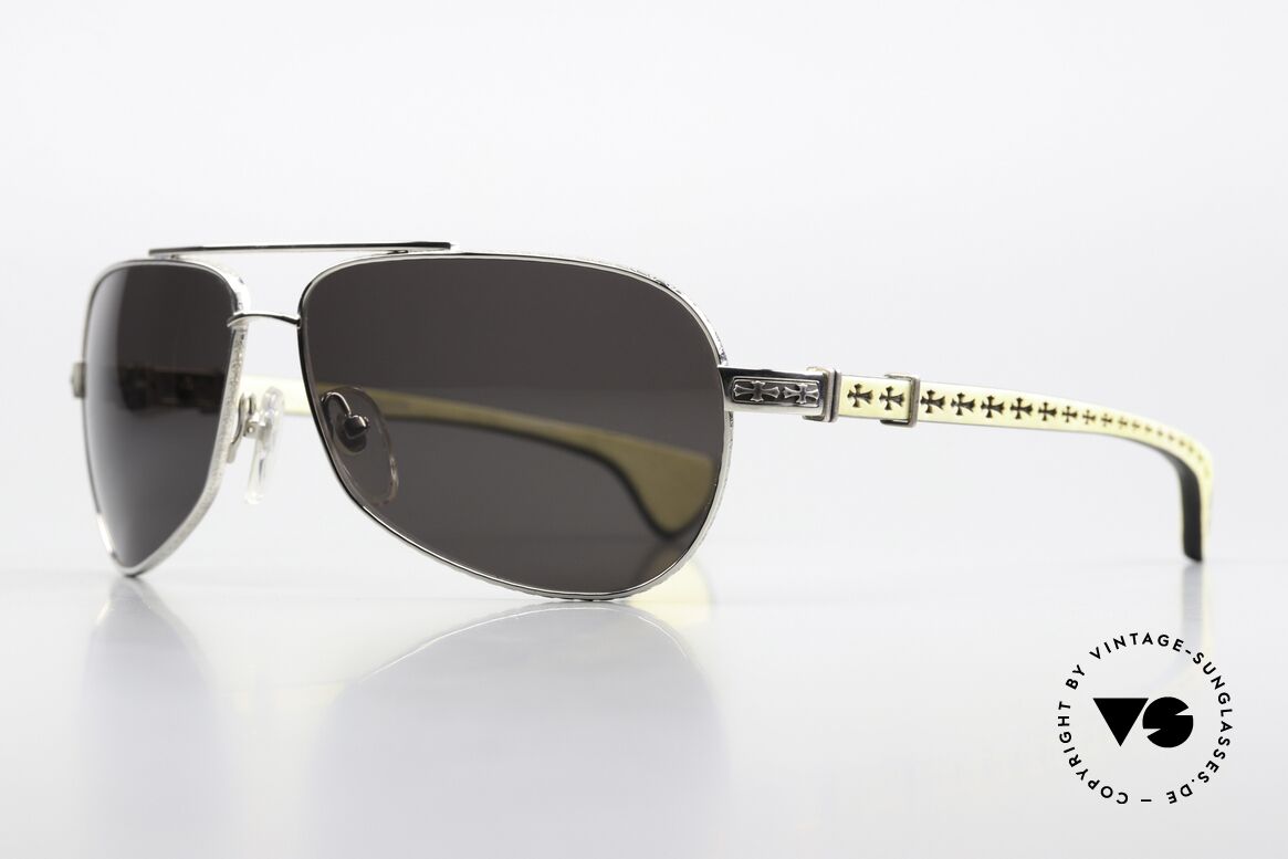 Chrome Hearts The Beast 1 Precious Wood Sunglasses, SS-WT/EB = Shiny Silver - White / Ebony Wood, Made for Men Chrome Hearts The Beast 1 Precious Wood Sunglasses, SS-WT/EB = Shiny Silver - White / Ebony Wood, Made for Men