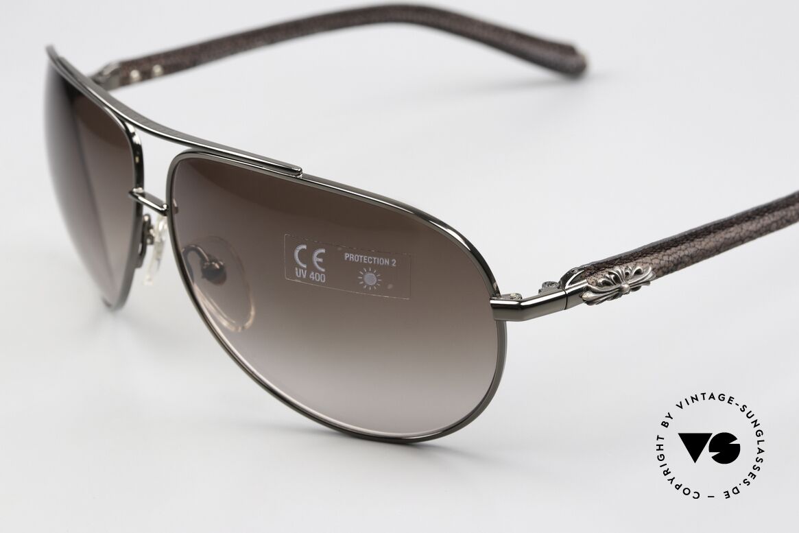 Chrome Hearts Baby Gravy Leather Shades 2004 Aviator, DB-BRDL: dark brown / brown destroyer leather, Made for Men and Women