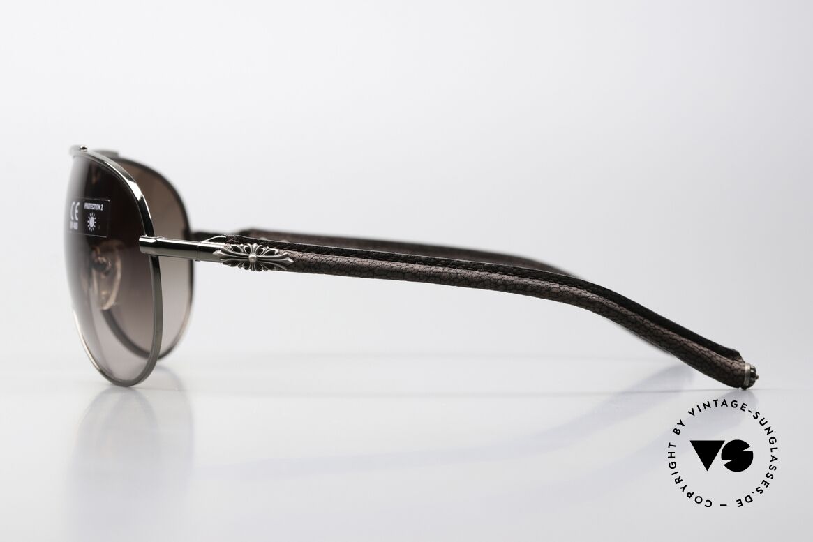Chrome Hearts Baby Gravy Leather Shades 2004 Aviator, non-reflective ZEISS sun lenses; brown-gradient, Made for Men and Women