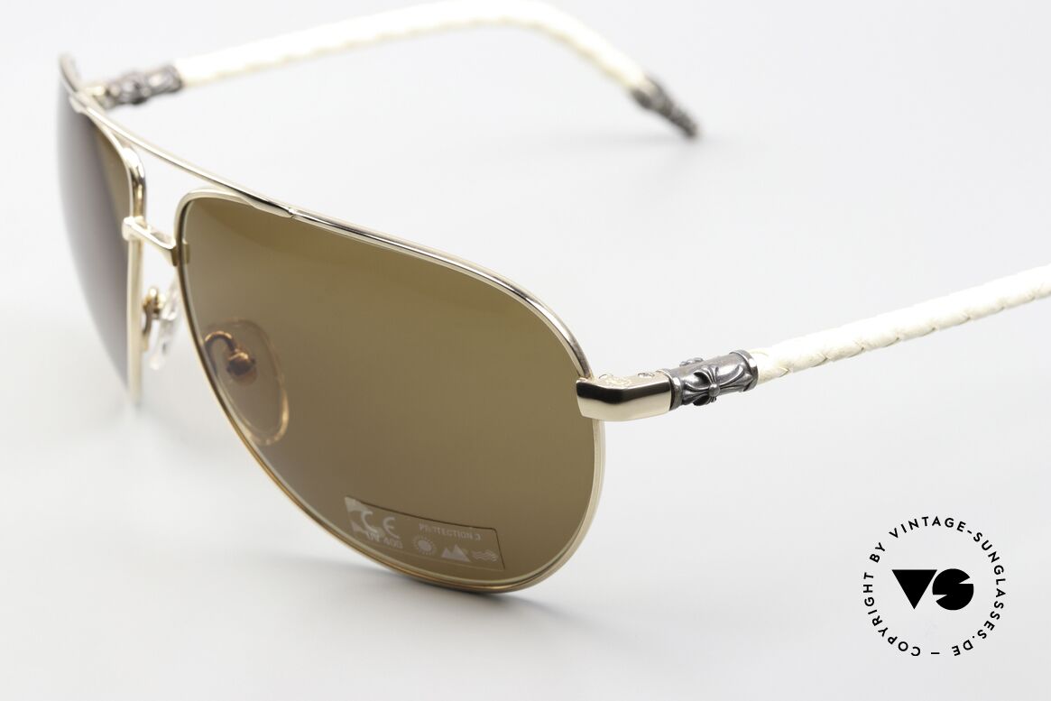 Chrome Hearts Double Dip Ordinary Slang Model Name, color GP-WTL = GOLD-PLATED / white leather, Made for Men and Women