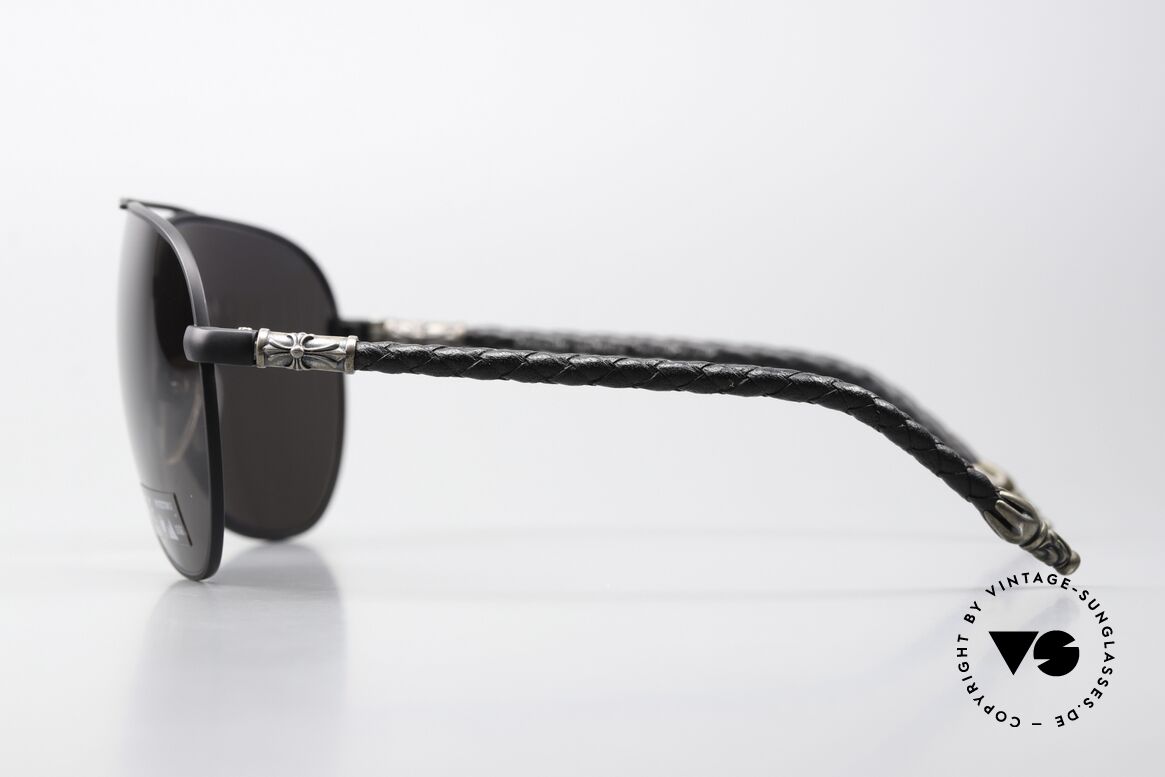 Chrome Hearts Double Dip Leather Shades 2002 Aviator, non-reflective ZEISS sun lenses in 'dark gray', Made for Men and Women