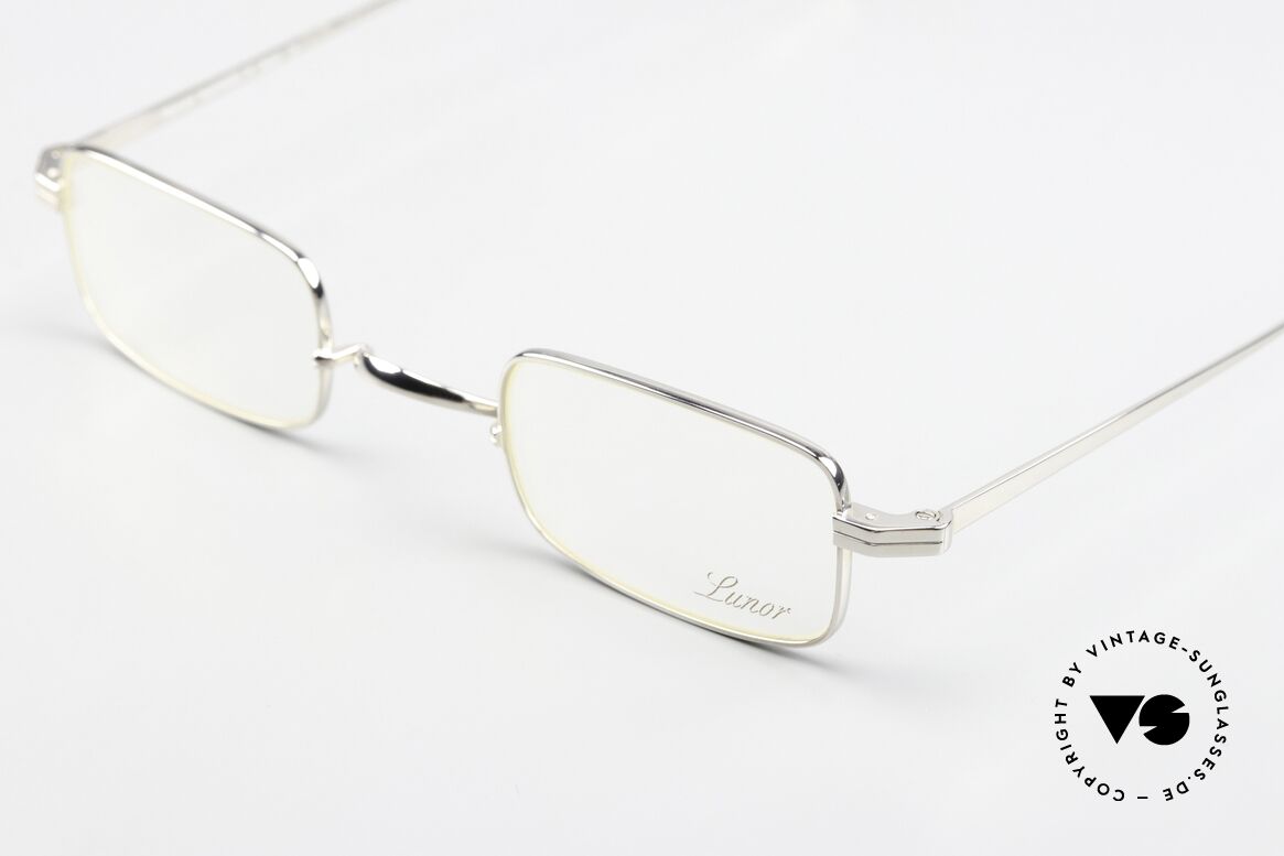 Lunor T3-E-MT PP Square Titan Frame Platinum, precious square model; reading glasses for gentlemen, Made for Men