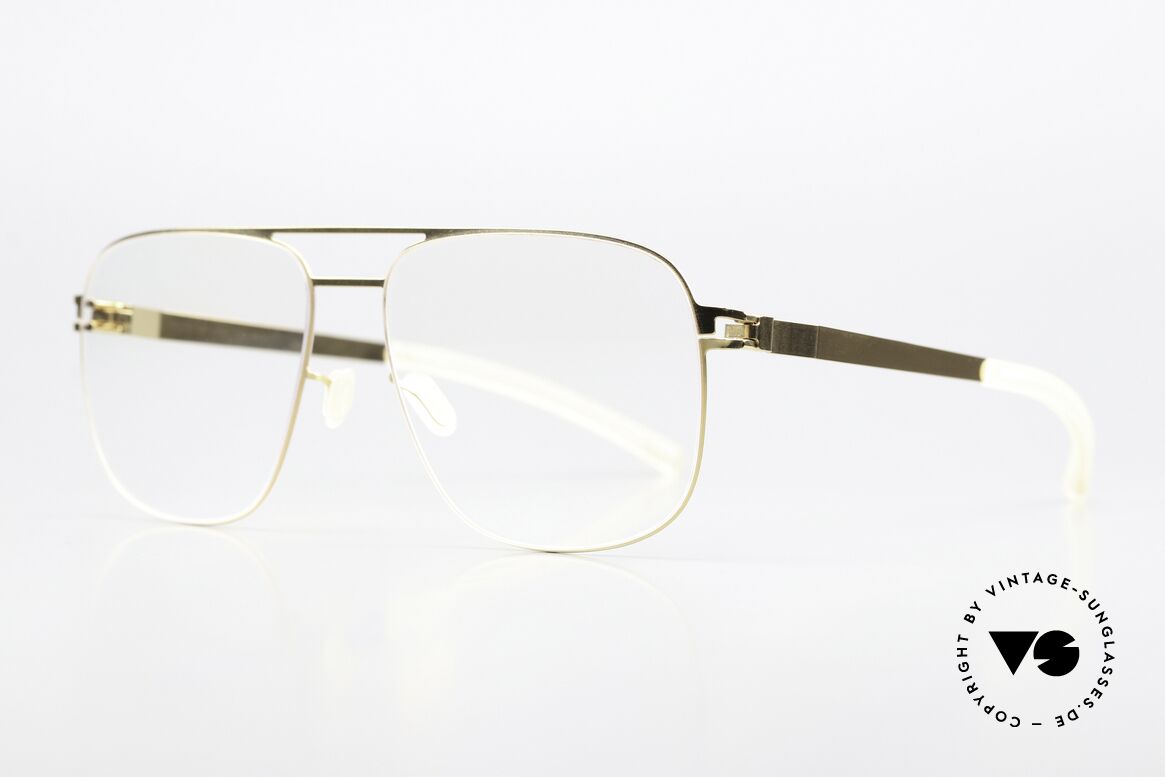 Mykita Louis Men's Eyewear No1 Series, color code 013 "Glossy Gold" with clear DEMO lenses, Made for Women Mykita Louis Men's Eyewear No1 Series, color code 013 "Glossy Gold" with clear DEMO lenses, Made for Women