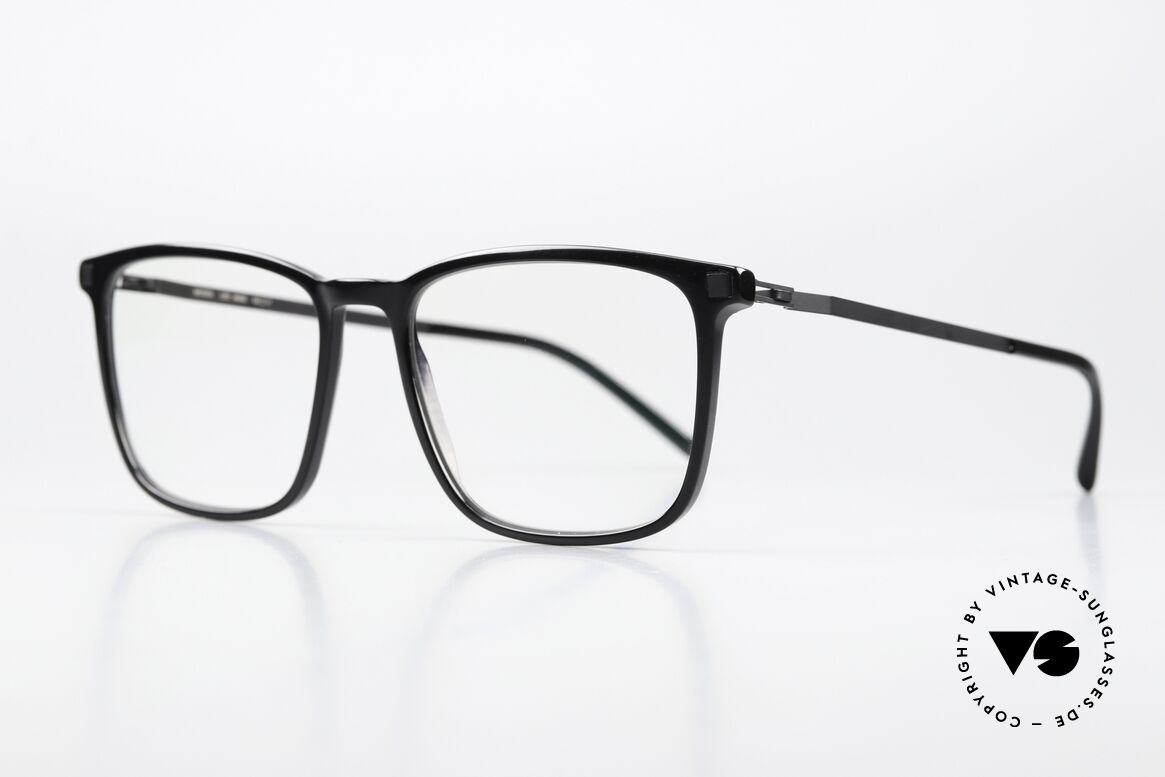 Mykita Amak Square Frame All Black, acetate frame front with characteristic Mykita temples, Made for Men and Women