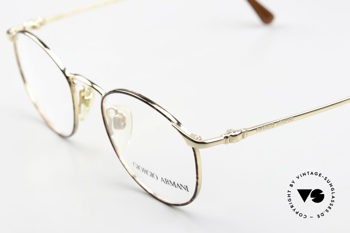 Giorgio Armani 132 47mm Old Panto Eyewear Small, in SMALL size 47-19, gold-plated and chestnut-brown, Made for Men