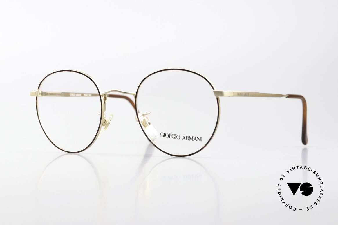 Giorgio Armani 201 47mm Matte Gold Chestnut Brown, panto GIORGIO ARMANI vintage designer eyewear, Made for Men and Women