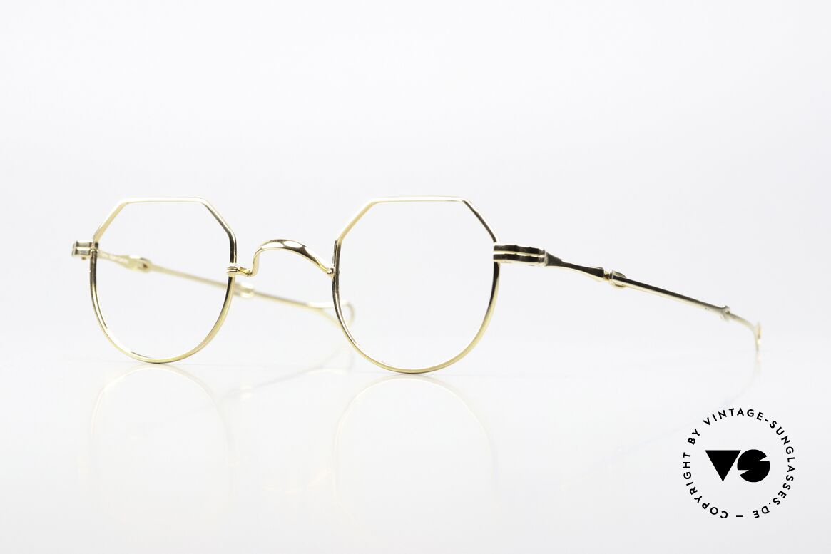 Lunor I 18 Telescopic Sliding Temples Yellow Gold, old LUNOR telescopic eyeglasses or "sliding glasses', Made for Men and Women