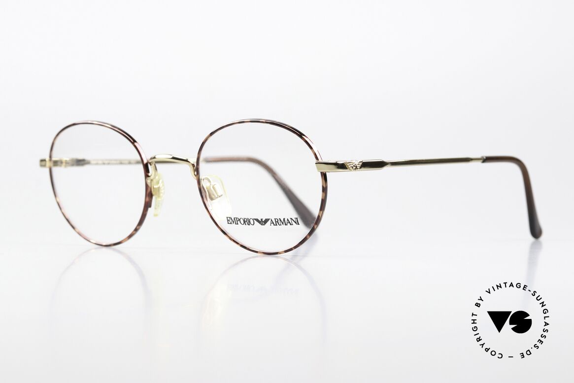 Giorgio Armani EA008 Panto Specs Round Unisex, gold-plated frame with chestnut-brown in 47/22, Made for Men and Women