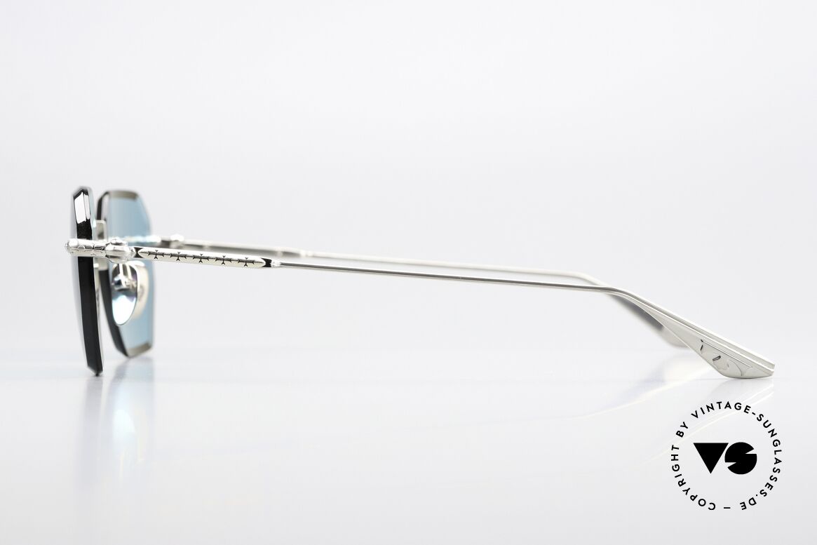 Chrome Hearts Hole Shot Sunglasses Rimless Titan, brushed silver with 925 sterling silver decor, Made for Men and Women