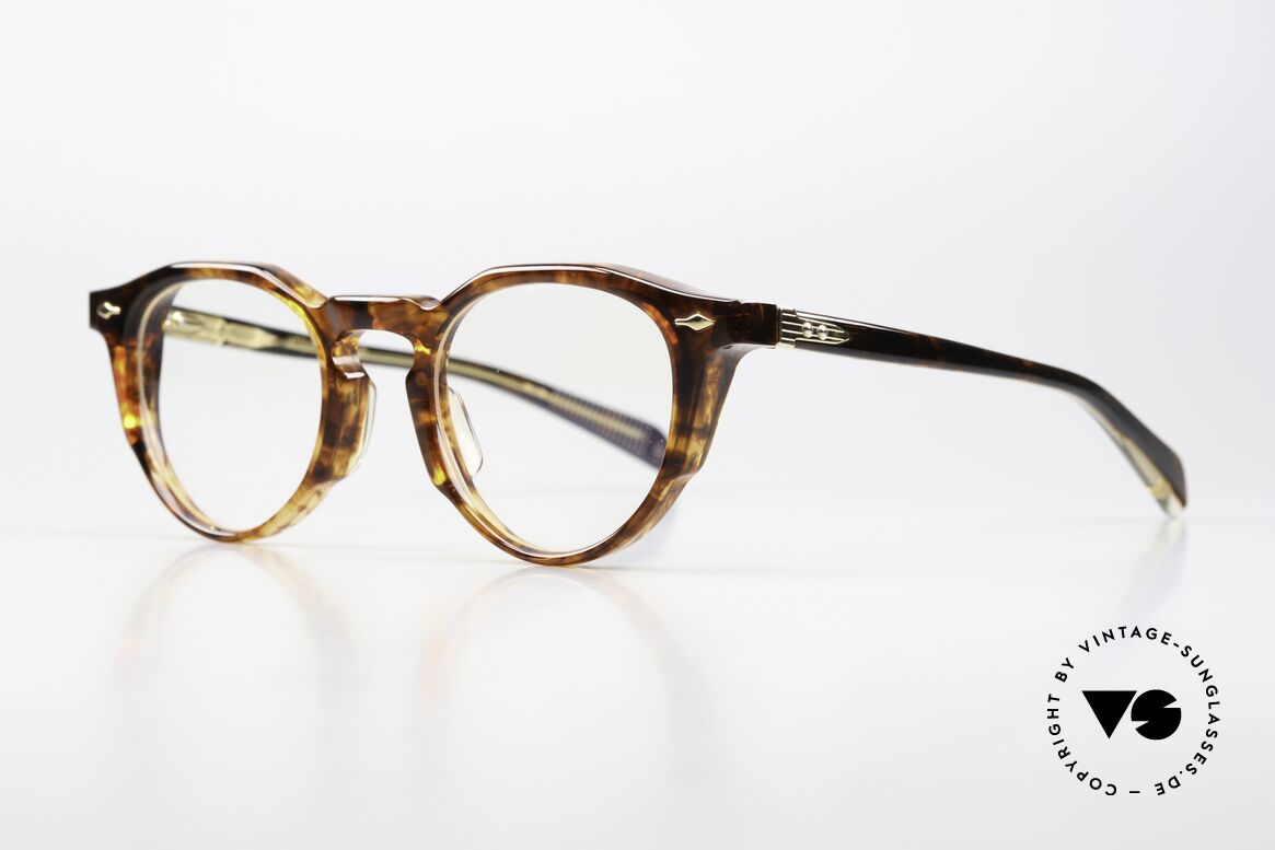 Jacques Marie Mage Sheridan Panto Glasses Art Deco Style, col. ARGYLE, Demo Lens, 18kt Gold in size 46/22, Made for Men and Women