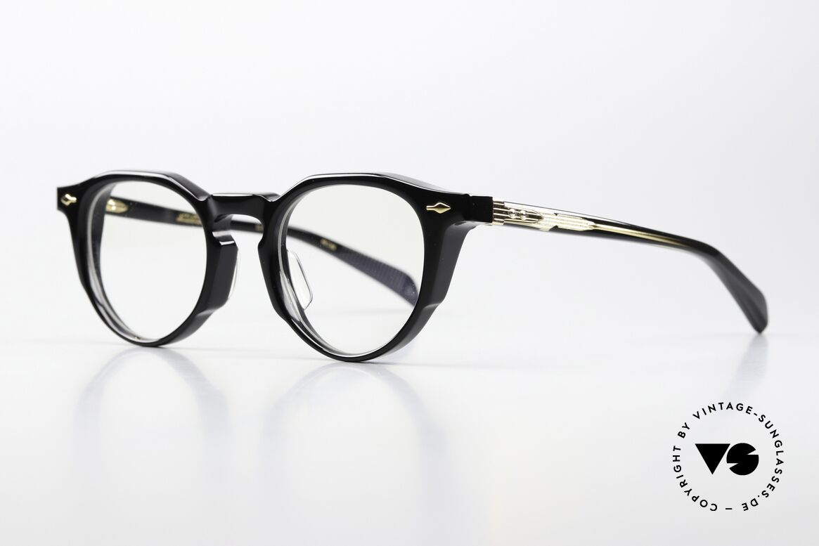 Jacques Marie Mage Sheridan Panto Glasses Western Style, color NOIR, Demo Lens, 18kt Gold in size 46/22, Made for Men and Women