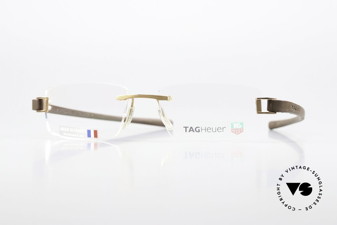Tag Heuer 7104 Fold Rimless Frame Rubber Temples, Tag Heuer glasses TH 7104, col. 009, size 55-18, Made for Men