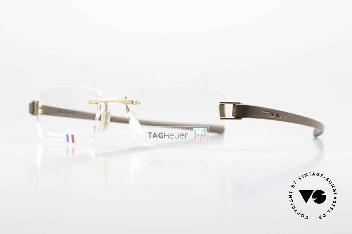 Tag Heuer 7104 Fold Rimless Frame Rubber Temples, with “racing” temples made of elastomer rubber, Made for Men