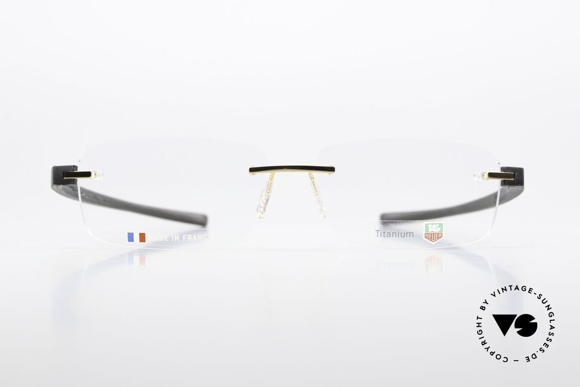 Tag Heuer 3942 Reflex Avantgarde Glasses Men, rimless vintage glasses in classic black / gold, Made for Men Tag Heuer 3942 Reflex Avantgarde Glasses Men, rimless vintage glasses in classic black / gold, Made for Men