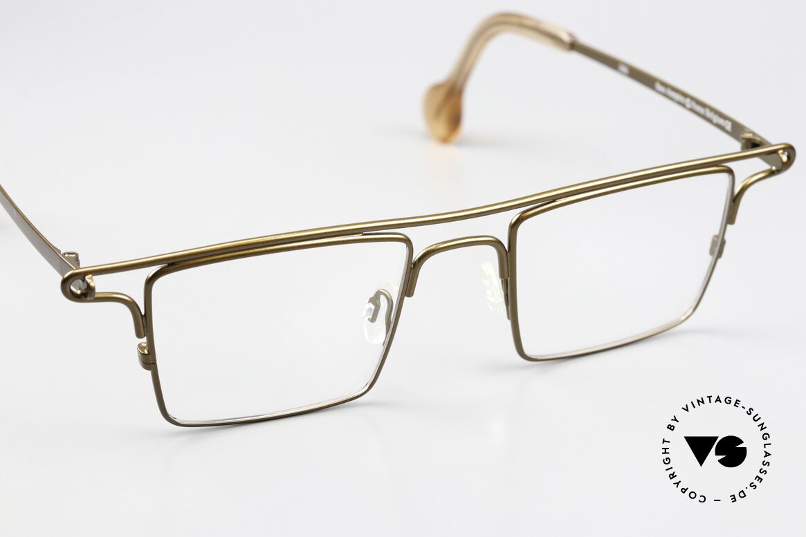 Theo Belgium Ampere Square Eyeglasses In Brass, unworn art specs for those who dare! UNIQUE!, Made for Men and Women