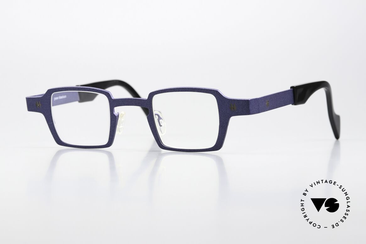 Theo Belgium Sixteen Titanium Frame Blue Metallic, striking square designer specs by THEO Belgium, Made for Men and Women