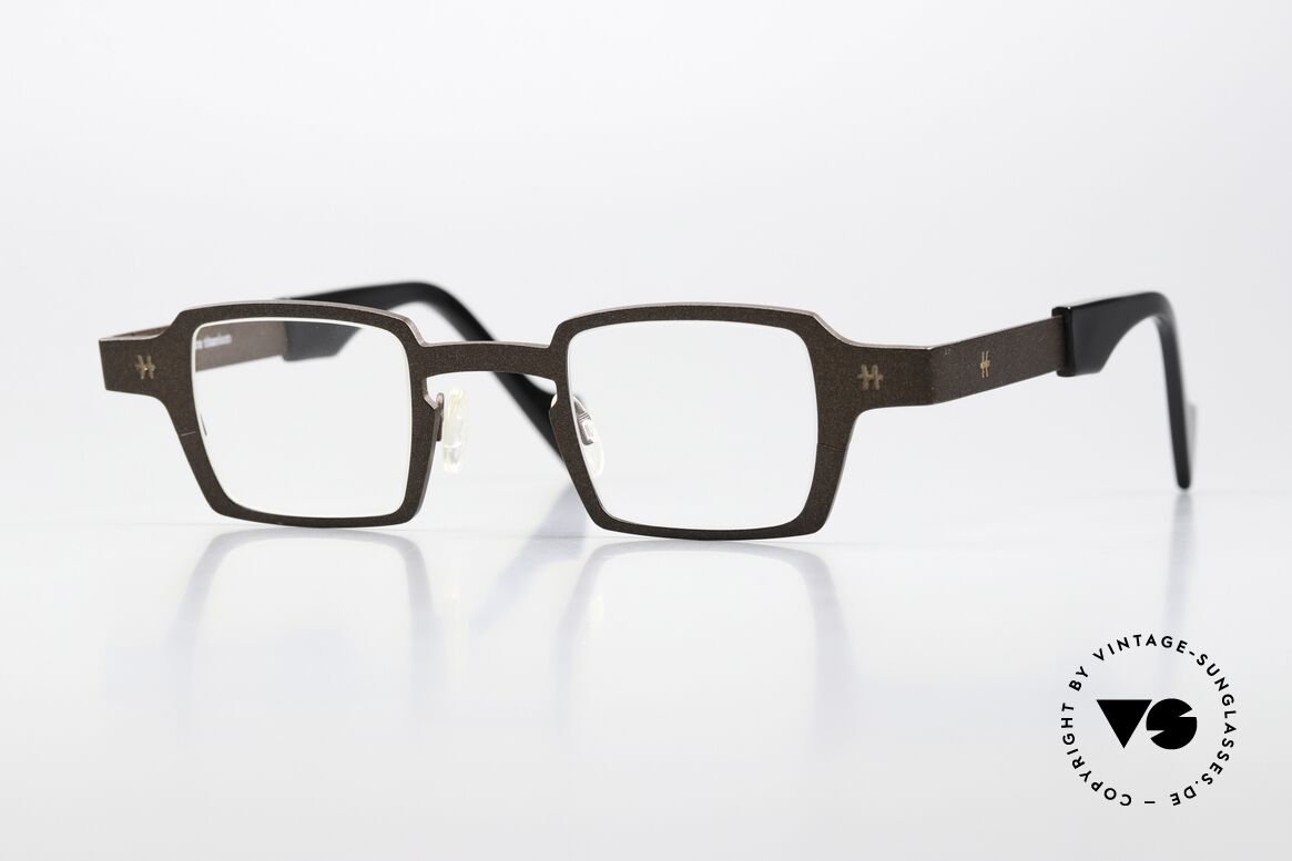 Theo Belgium Sixteen Titan Specs Brown Metallic, striking square designer specs by THEO Belgium, Made for Men and Women