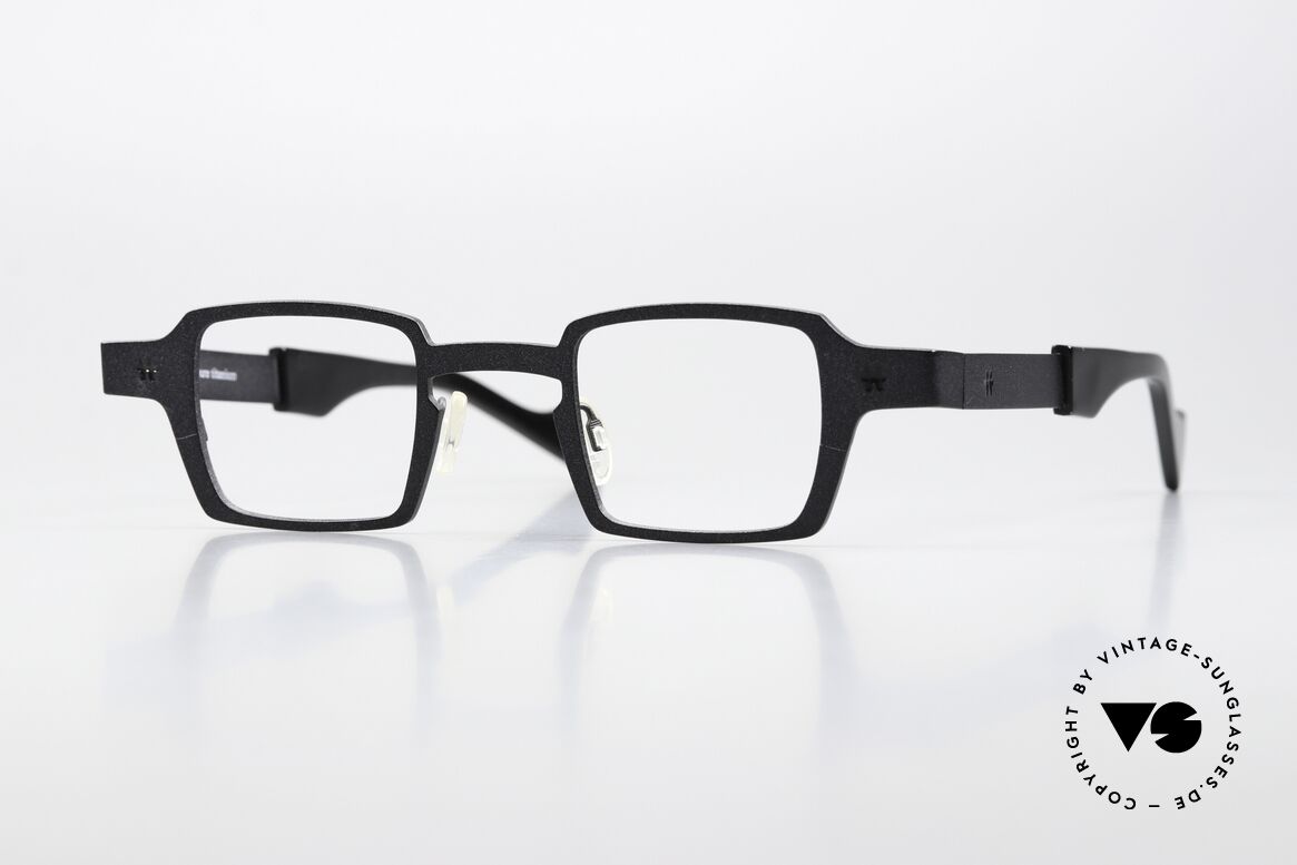 Theo Belgium Sixteen Titan Frame Black Metallic, striking square designer specs by THEO Belgium, Made for Men and Women