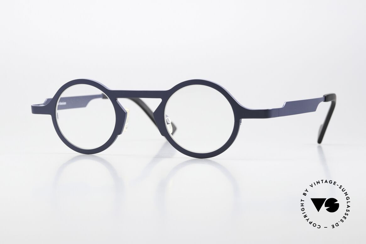 Theo Belgium Africa Titanium Frame Dark Blue, fancy round designer glasses by THEO Belgium, Made for Men and Women