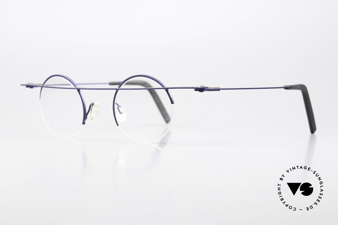 Theo Belgium Gnocchi Bar Eyeglasses Semi Rimless, titan unisex frame with color 222 (brown / blue), Made for Men and Women