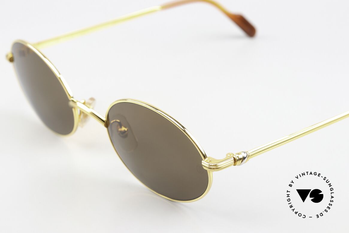 Cartier Sorbonne - L Ultra Rare 53mm Large Size, oval 22ct GOLD-plated frame with Cartier sun lenses, Made for Men and Women