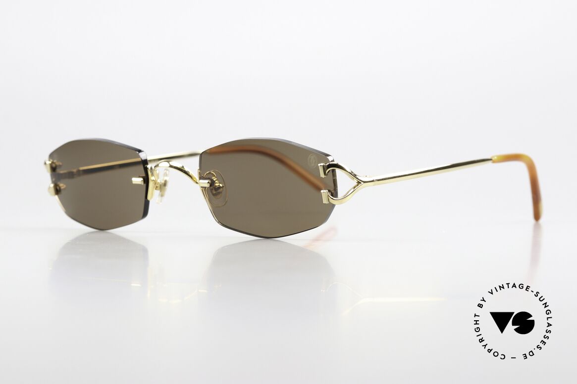 Cartier Capri Rimless Sunglasses From 1999, sun lenses with Cartier logo; 100% UV protection, Made for Women
