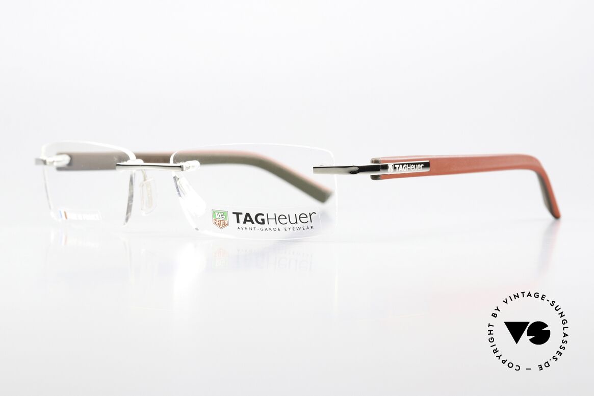 Tag Heuer 8109 Trends Rimless Avantgarde Frame, palladium front with temples in red & dark brown, Made for Men