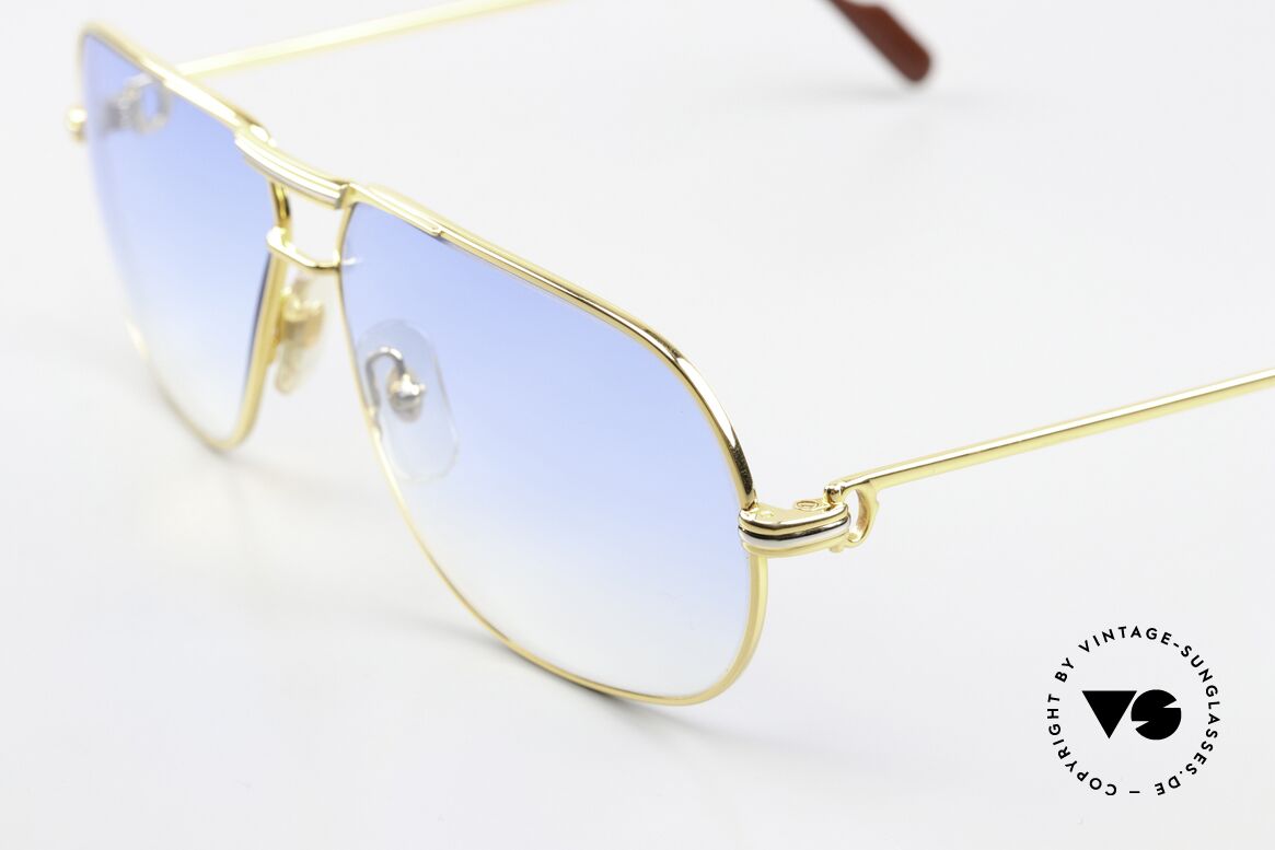 Cartier Tank - L With Light Blue Sun Lenses, 22ct gold-plated frame with new blue-gradient sun lenses, Made for Men Cartier Tank - L With Light Blue Sun Lenses, 22ct gold-plated frame with new blue-gradient sun lenses, Made for Men