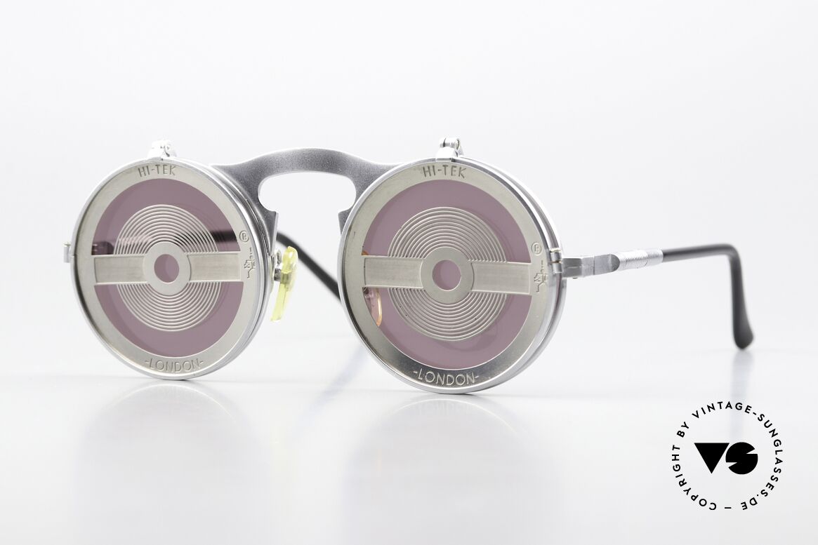 Hi Tek London Flip Up Sunglasses Steampunk, Hi-Tek sunglasses, mod, London from 1992, Steampunk, Made for Men and Women