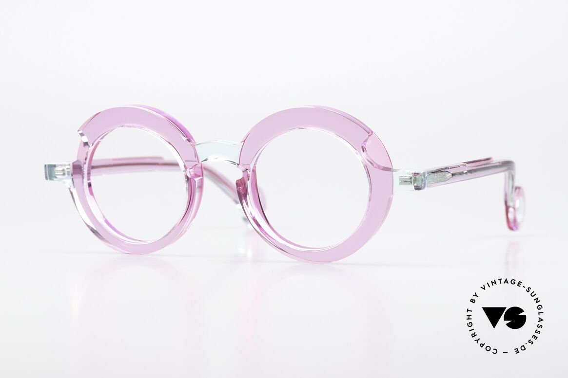Theo Belgium Sara Ladies Frame Round Acetate, from the "painter palettes" series in size 42-24, Made for Women