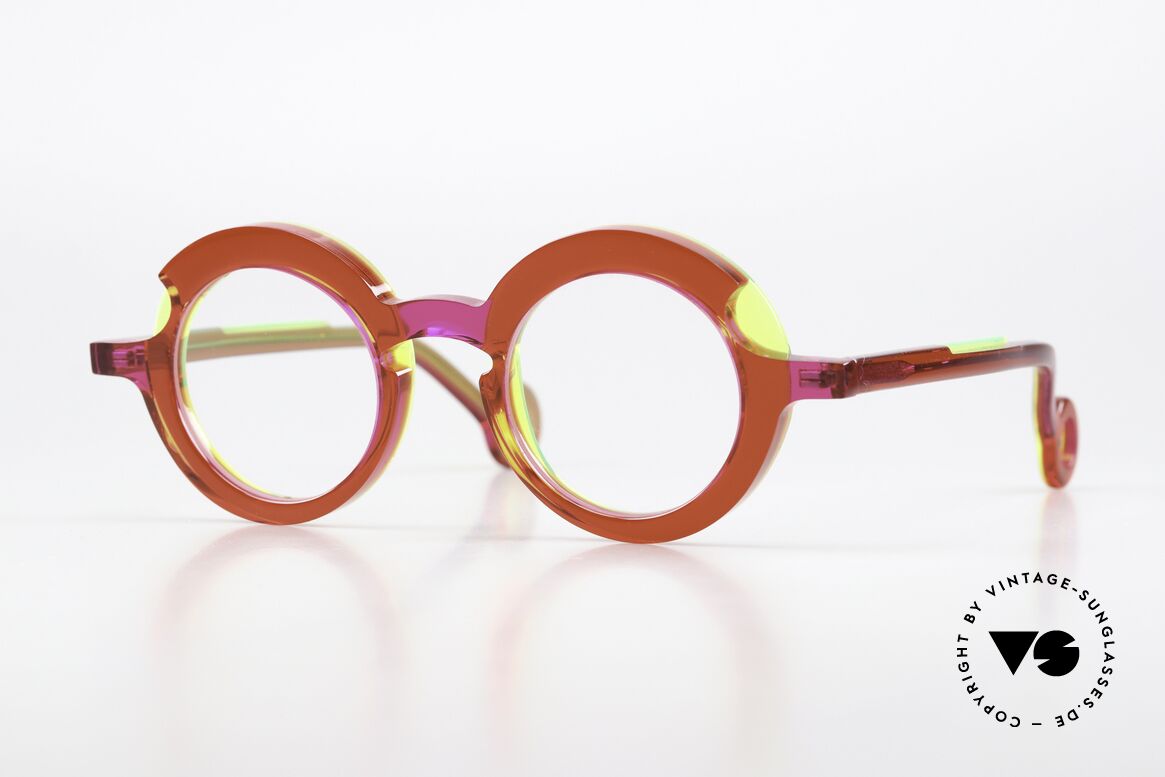Theo Belgium Sara Round Acetate Ladies Frame, from the "painter palettes" series in size 42-24, Made for Women