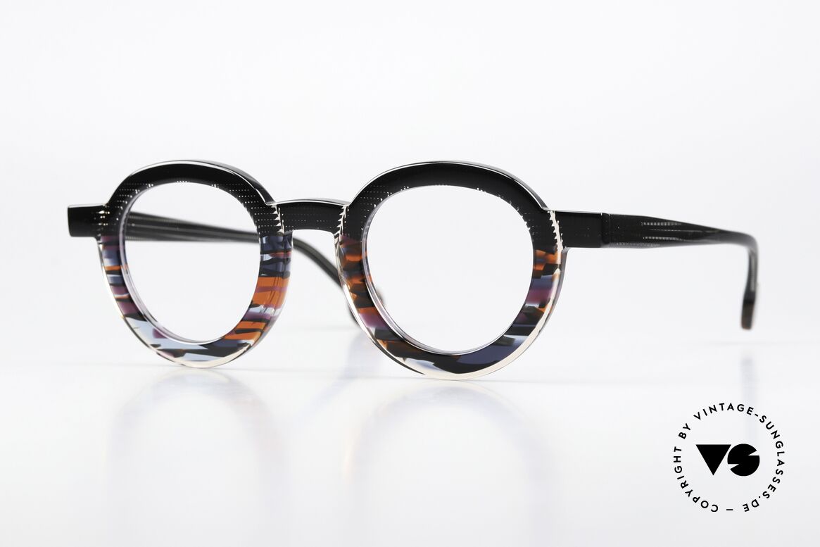 Theo Belgium Ayunan Black Transparent Red Blue, panto designer eyeglass-frame by Theo Belgium, Made for Men and Women