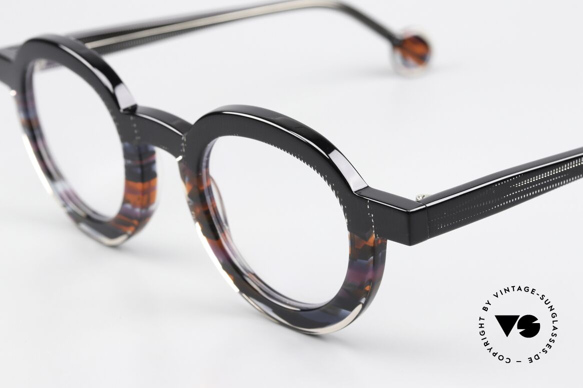 Theo Belgium Ayunan Black Transparent Red Blue, avant-garde designer eyeglasses in TOP quality, Made for Men and Women