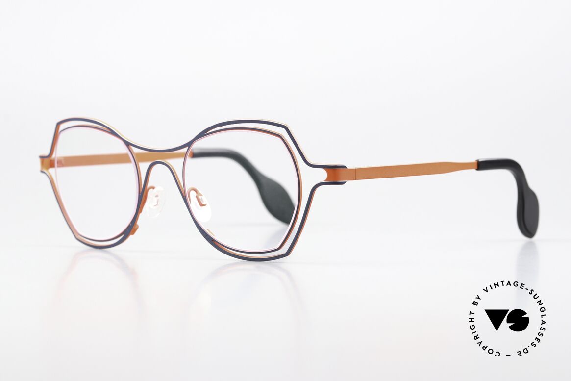 Theo Belgium Daytona Designer Frame For Ladies, with color code 433: 'red-orange and dark-blue', Made for Women