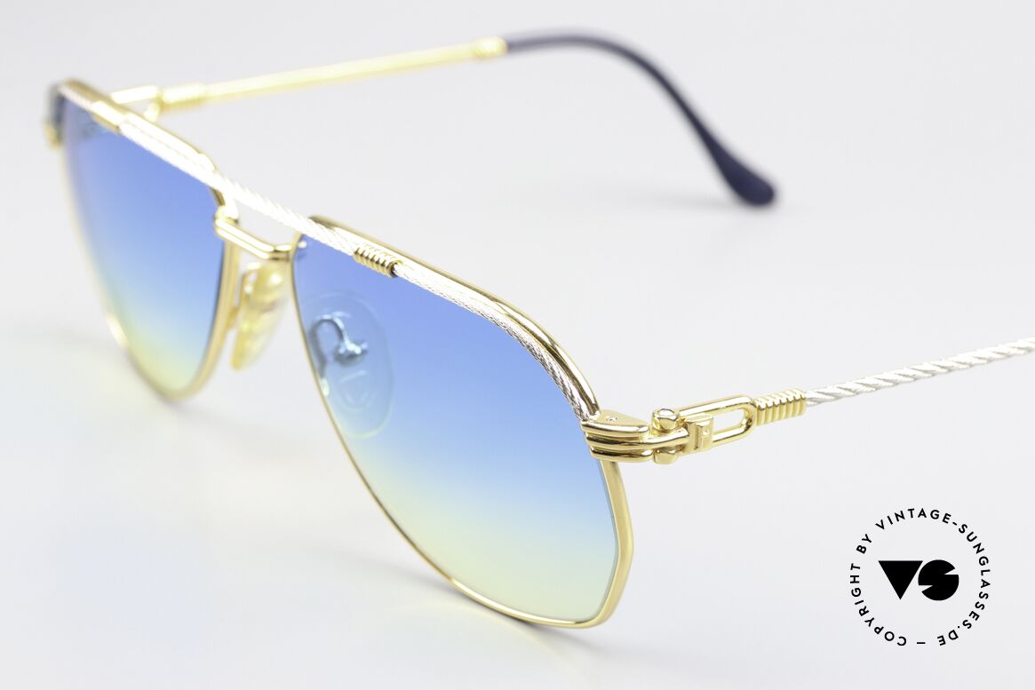 Fred America Cup - S Blue Yellow Gradient Lenses, temples and bridge are twisted like a hawser; unique, Made for Men and Women