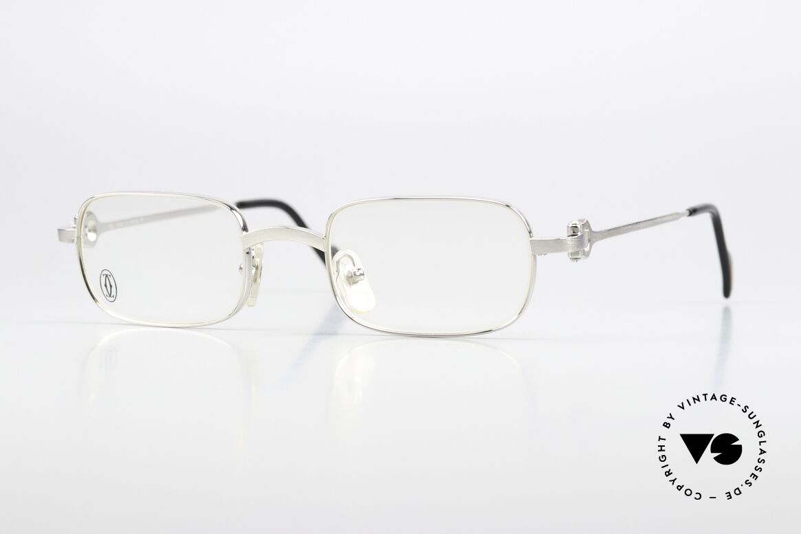 Cartier Dreamer - S 90s Frame Brushed Platinum, rare CARTIER vintage luxury eyeglasses from 1999, Made for Men and Women