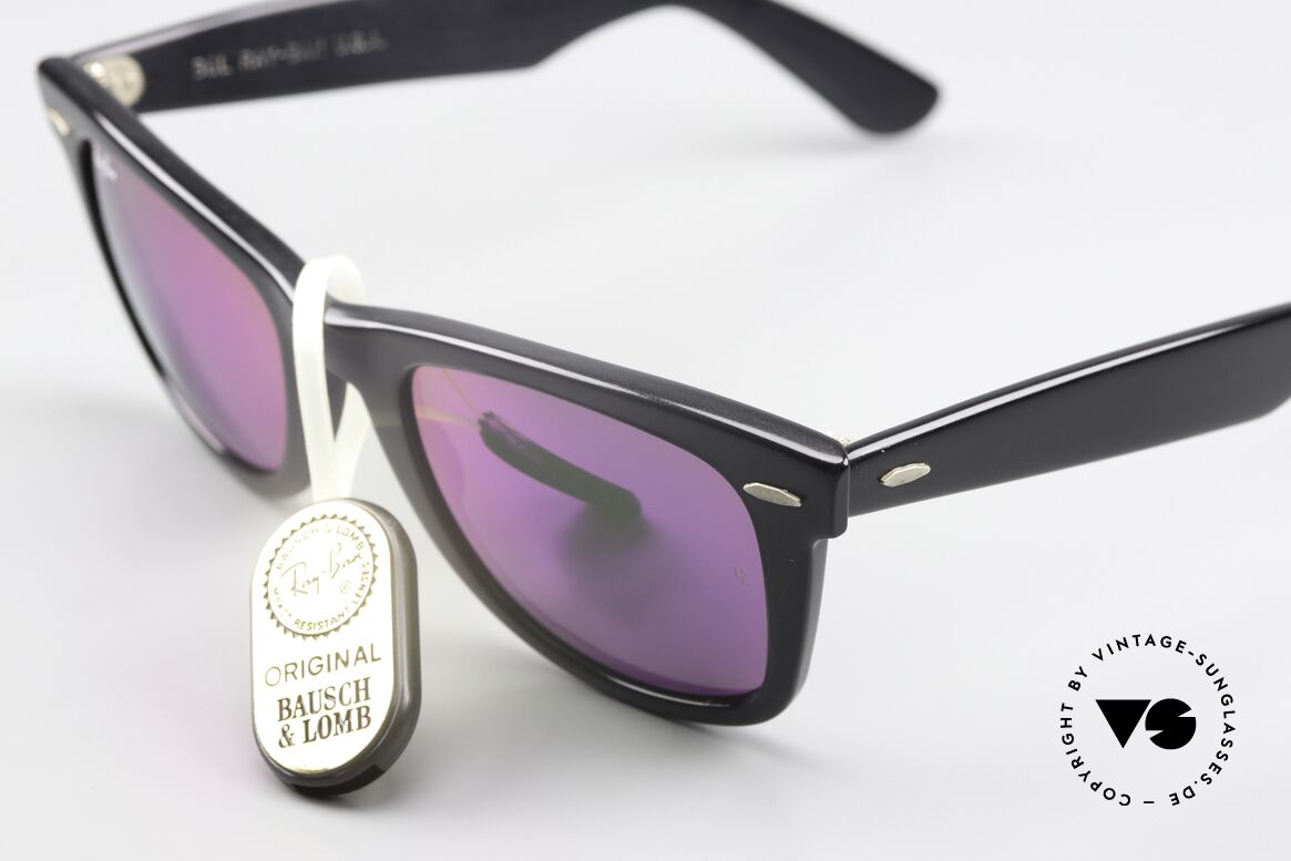 Ray Ban Wayfarer I Special Edition Rose Mirror, pink mirrored mineral lenses with the B&L etching, Made for Men and Women