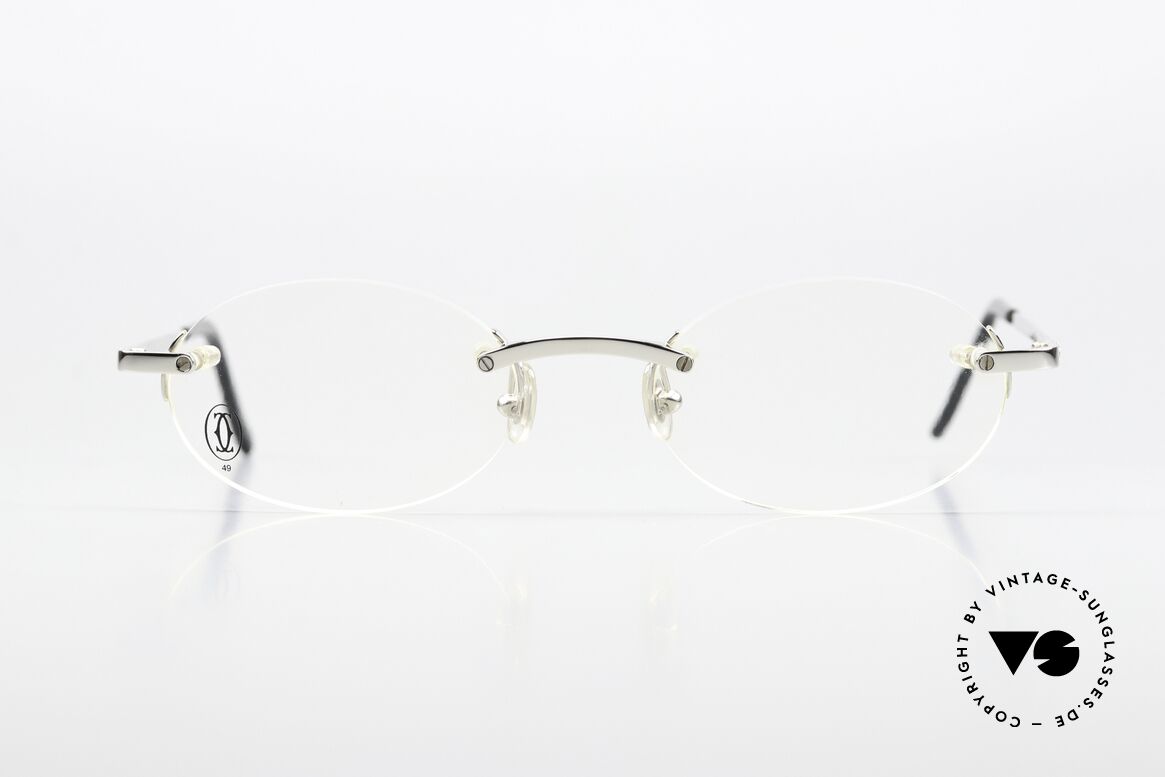 Cartier T-Eye Oval Platinum-Plated Glasses, the "O" stands for OVAL, in size 49/19; 135mm, Made for Men and Women