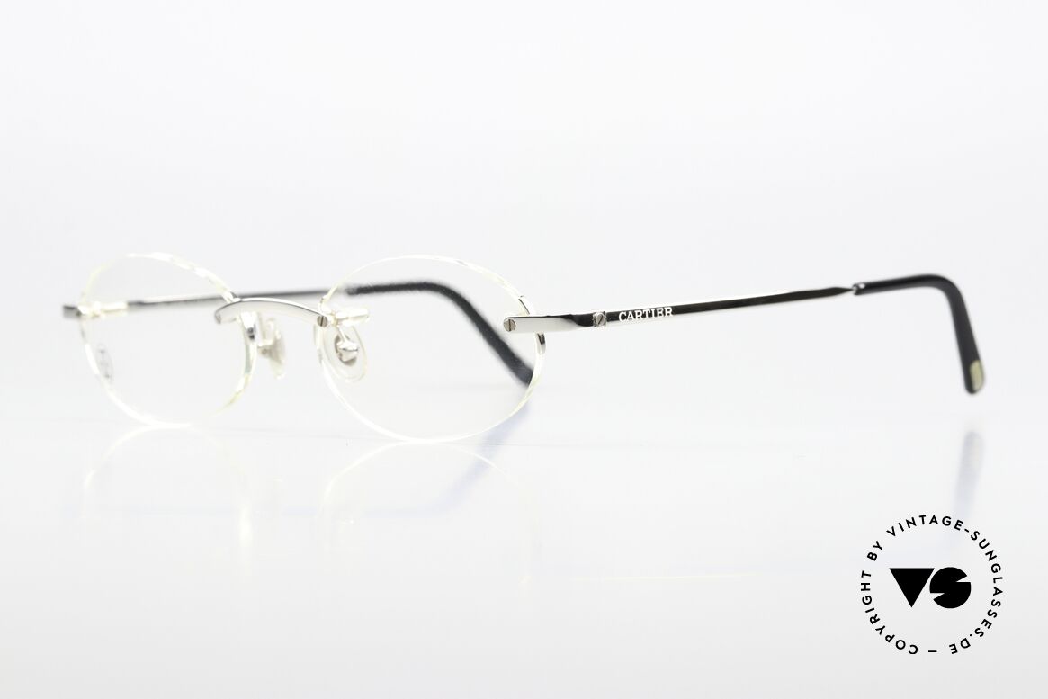 Cartier T-Eye Oval Platinum-Plated Glasses, Cartier catalog reference number is T8100449, Made for Men and Women