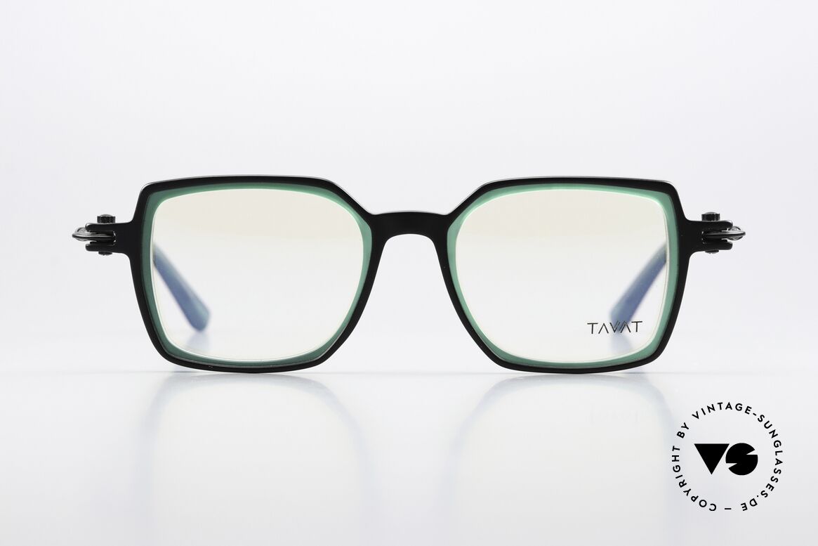 Tavat Bi-Square Insider Eyewear Steampunk, from the SOUPCAN Collection in black and green, Made for Men and Women