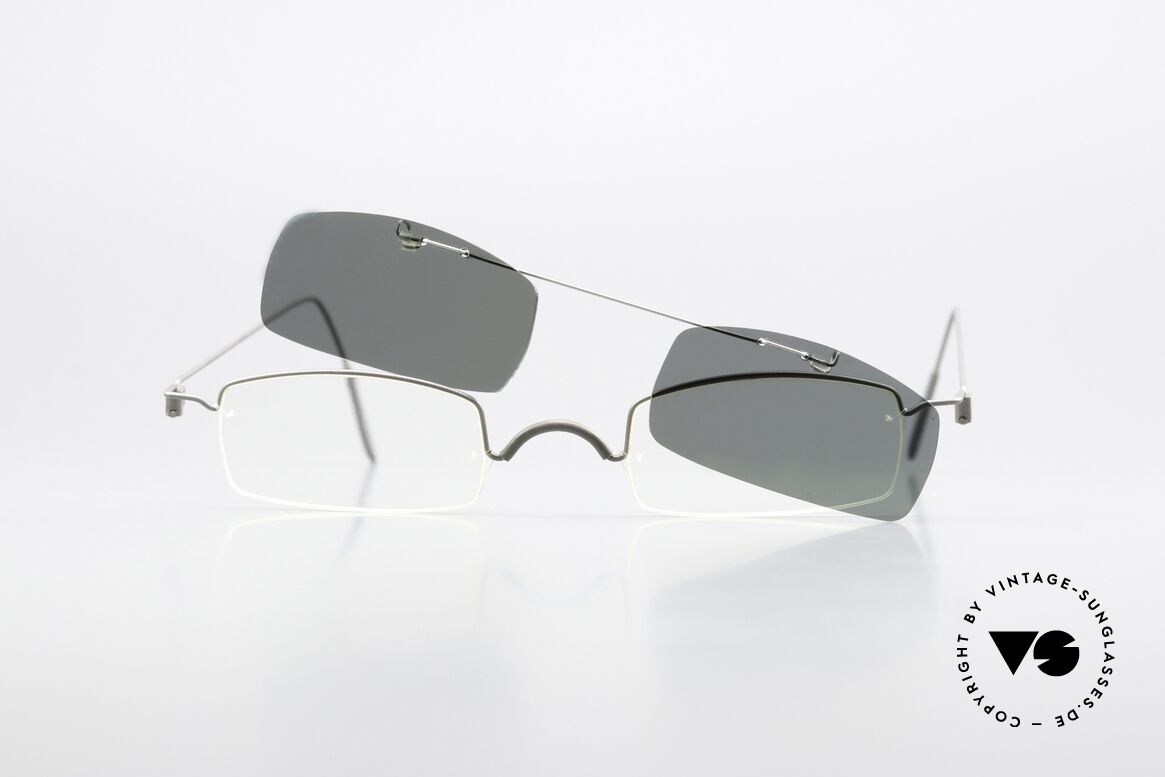 Markus T D15 Titanium Frame Clip-On, can only be fitted with reading lenses + pratical clip-on, Made for Men and Women
